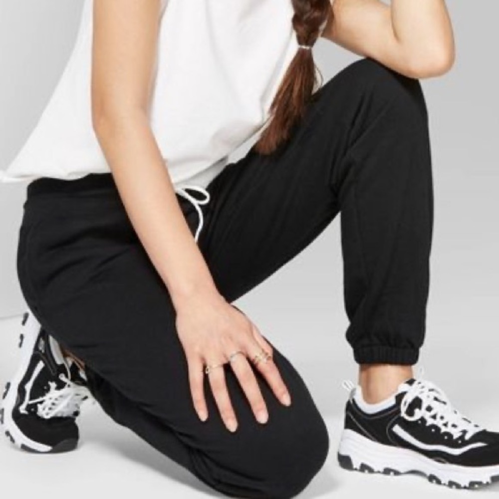 Boutique style basic black drawstring joggers